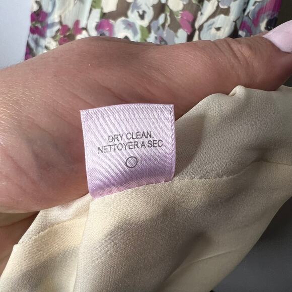 Calypso Faith Silk Floral Dress Purple V- Neck Empire Waist Flutter Sleeve Sz - Picture 4 of 5